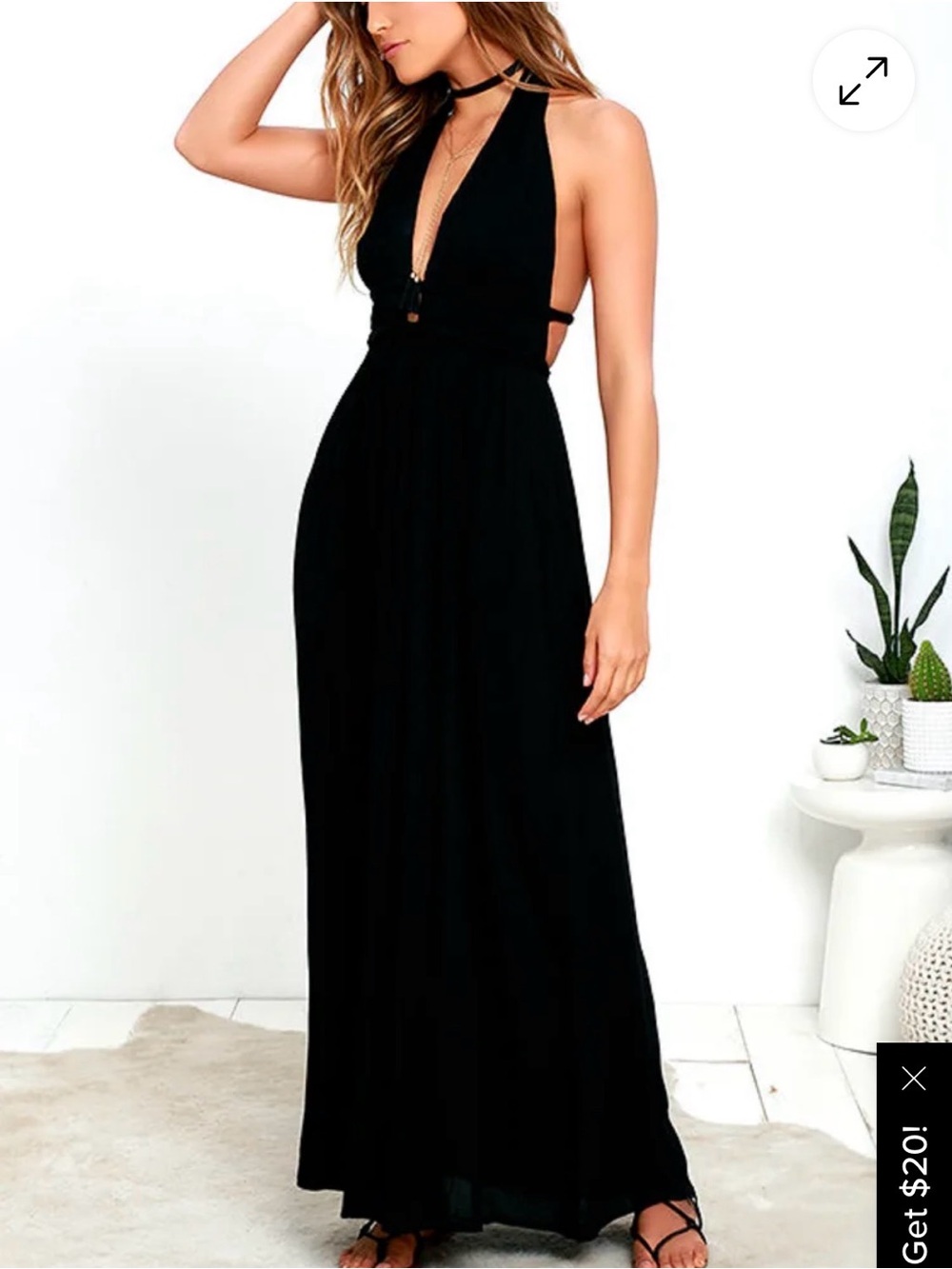Lulus Fox Hill Black Halter Maxi Dress Size Small